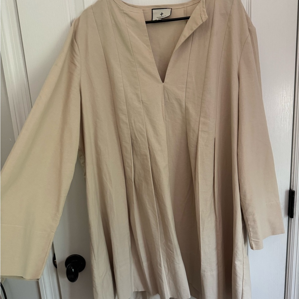 Tuckernuck Tan Mini Tunic Dress with 3/4 Sleeves